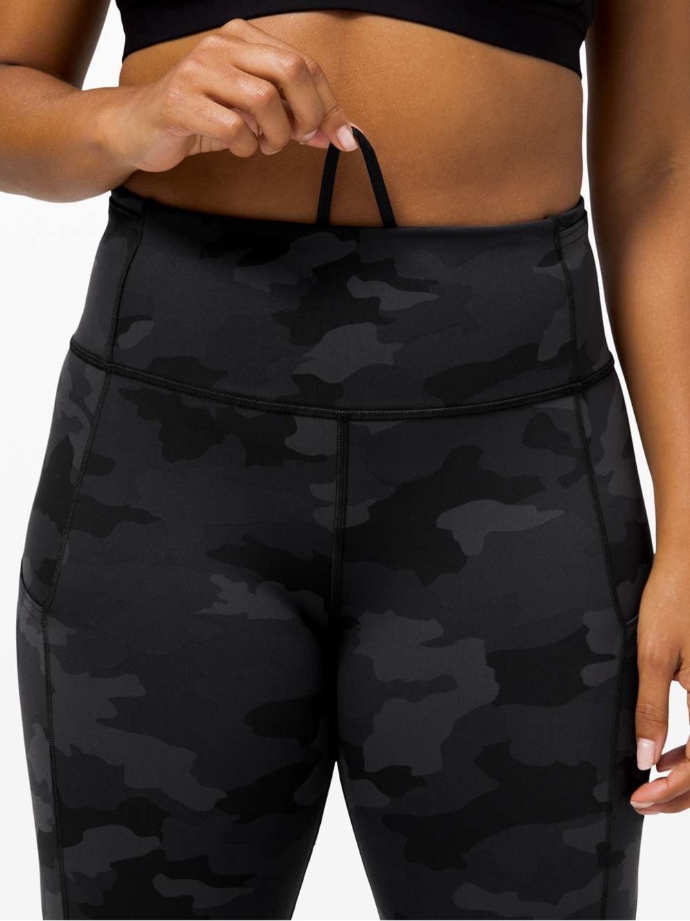 Lululemon Fast and Free Tight Leggings Non-Reflective Camo Deep Coal Black - Picture 2 of 14